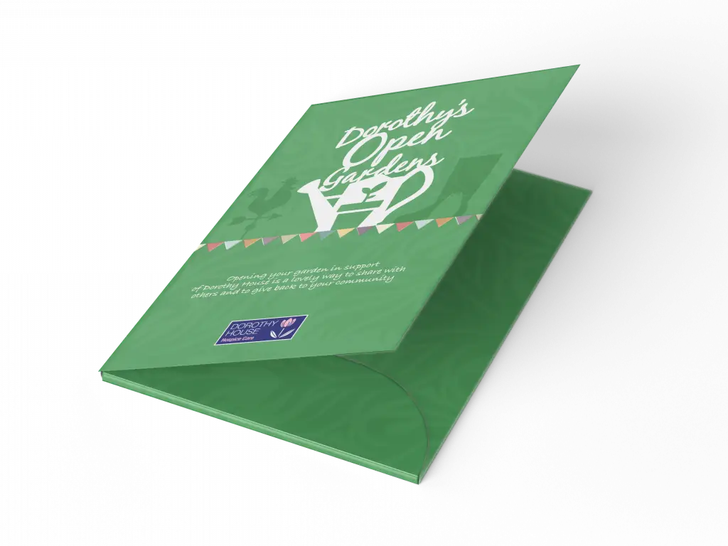 Folder design as part of the fundraising pack for Dorothy House events.