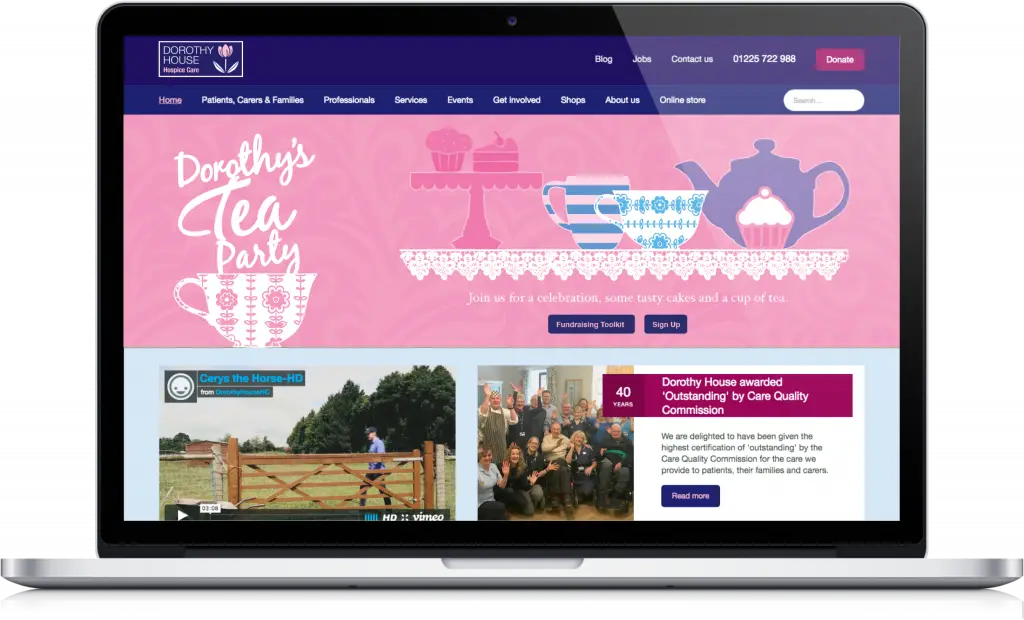Banner design to promote the Dorothy's Tea Party fundraising event.