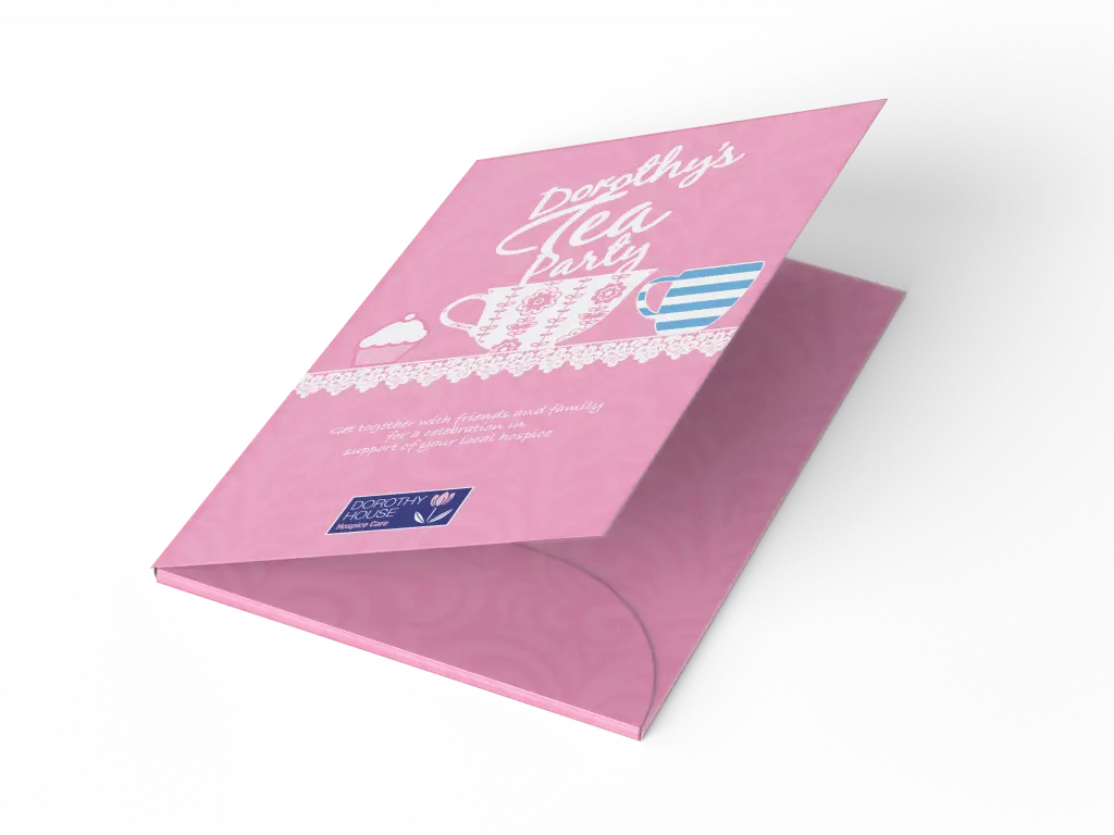 Folder design as part of the fundraising pack for Dorothy House events.