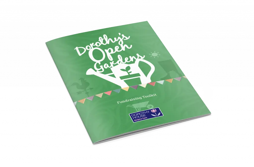 Front cover design for the Fundraising Toolkit - a step by step guide to hosting Dorothy House events.